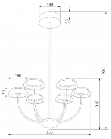 Люстра на штанге Eurosvet Fungo 50388 LED черный