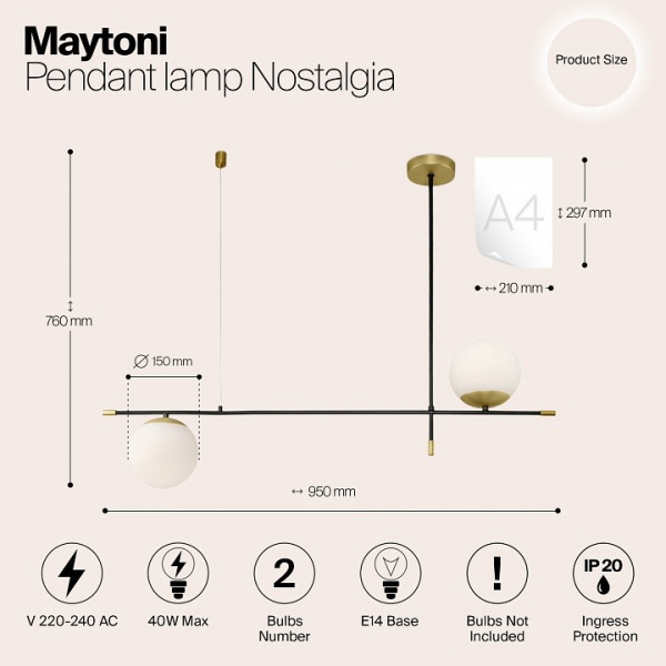 Подвесной светильник Maytoni Ностальгия MOD048PL-02G