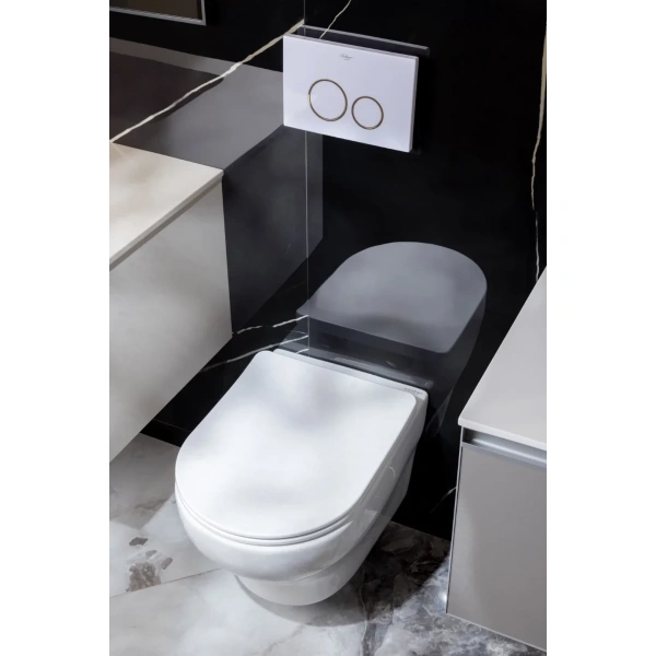 Унитаз подвесной Boheme Fiore 978-SET-W безободковый, торнадо, с сиденьем микролифт, белый