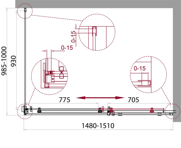 Душевой уголок BelBagno Acqua ACQUA-AH-1-150/100-C-Cr