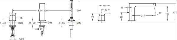 Смеситель для ванны Jacob Delafon Strayt E37337-CP