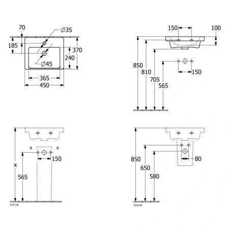 Раковина 45x37см Villeroy & Boch Subway 3.0 4370FK01