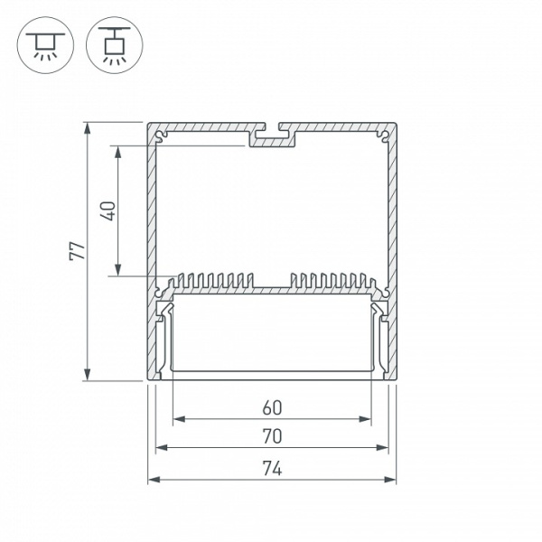 Профиль Arlight SL-LINE-7477-2500 ANOD+OPAL 020468