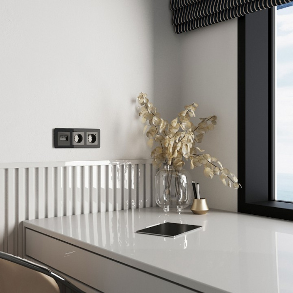 Накладка для розетки Ethernet RJ-45 Werkel графит акрил W1191144