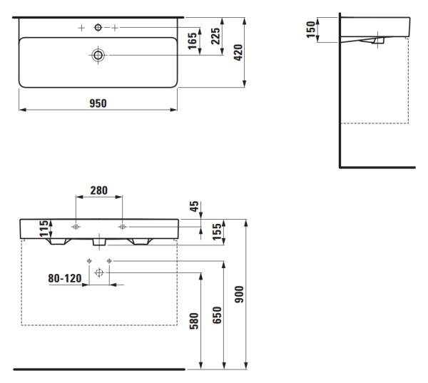 Раковина Laufen Val 95x42 8.1028.7.000.104.1