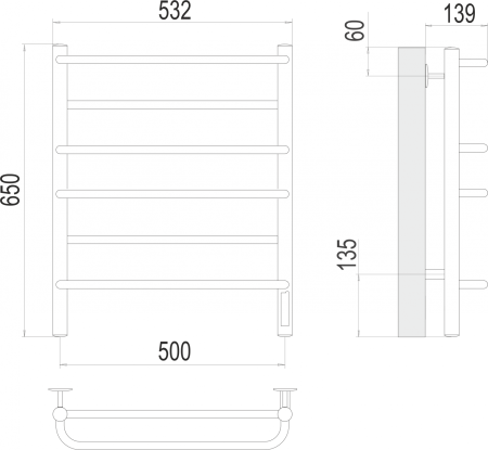 Евромикс П6 500х650 электро Полотенцесушитель TERMINUS