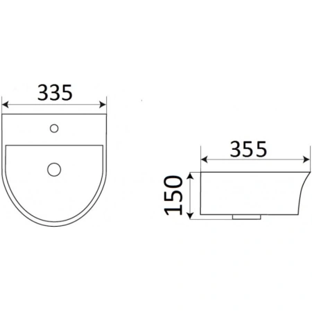 Раковина CeramaLux 78370 33,5x35,5 см, подвесная, белый