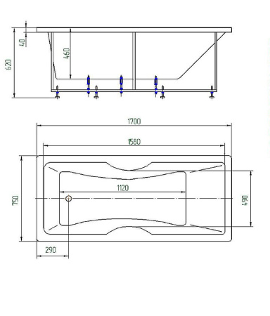 Акриловая ванна Aquatek Феникс 170x75 см FEN170-0000043, белый