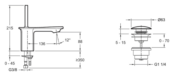 Смеситель для раковины Jacob Delafon STANCE E14760-CP