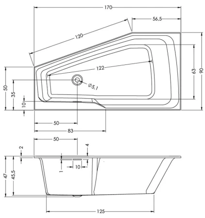 Акриловая ванна Riho Rething Space 170х90 B113006005 белый