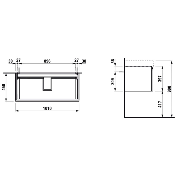 Тумба под раковину Laufen Pro 101 4.8355.2.096.463.1 белый