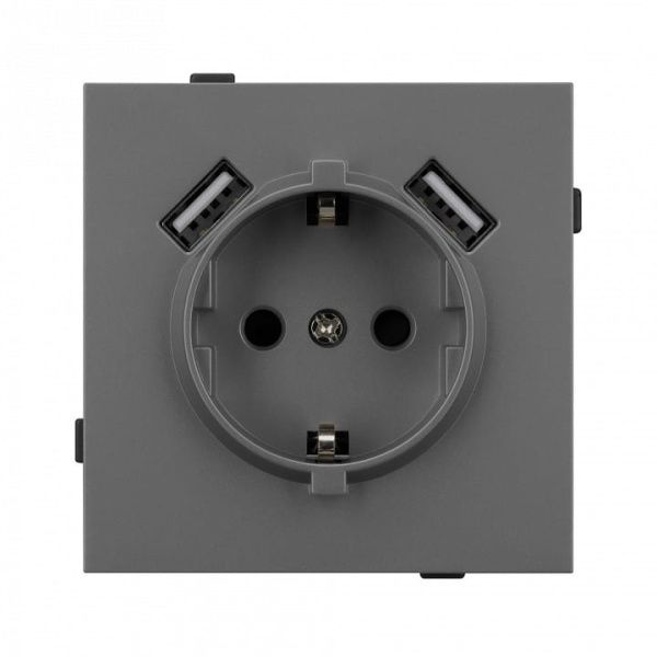 Розетка с заземлением и 2хUSB type A, без рамки Arlight SCT-TENDO 054605