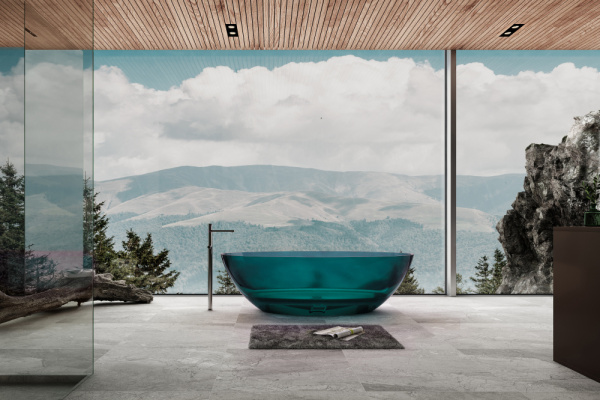 Прозрачная ванна Abber Kristall 180x85 AT9702Aquamarin аквамарин