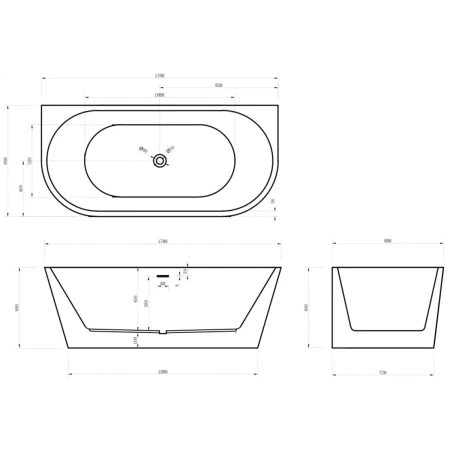 Акриловая ванна 170x80 см Abber AB9216-1.7MW