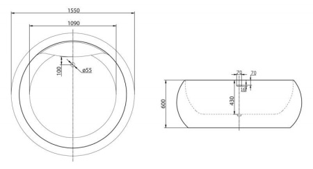 Акриловая ванна BelBagno 155x155 BB30-1550
