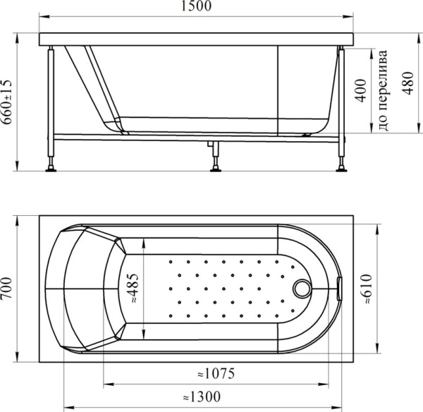 Акриловая ванна Радомир Николь 150х70 2-01-0-0-1-239Р белый