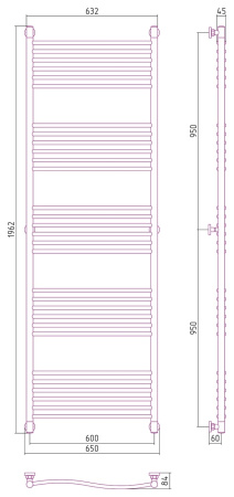 Полотенцесушитель водяной Сунержа Флюид+ 190x60 (00-0222-1960)