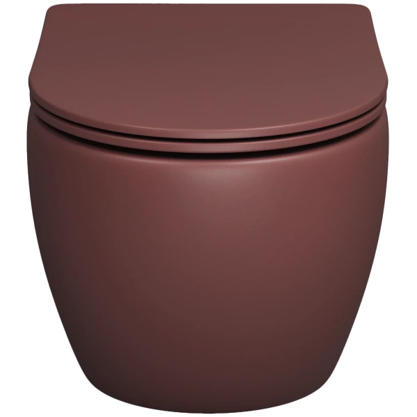 Унитаз подвесной Grossman GR-4455VIMS безободковый, с сиденьем микролифт, бордовый матовый