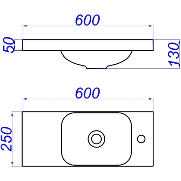 Раковина 60x25 см Aqwella 5 Stars Compact Slim CMPSL.06.04.D