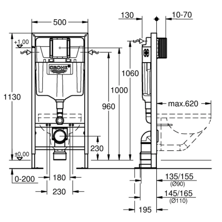 Инсталляция для унитаза Grohe Rapid SL 38584001