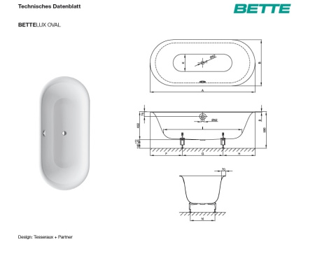 Стальная ванна Bette LUX OVAL 190x90 3467-000