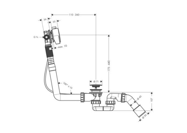 Слив-перелив для ванны hansgrohe Exafill 58113000