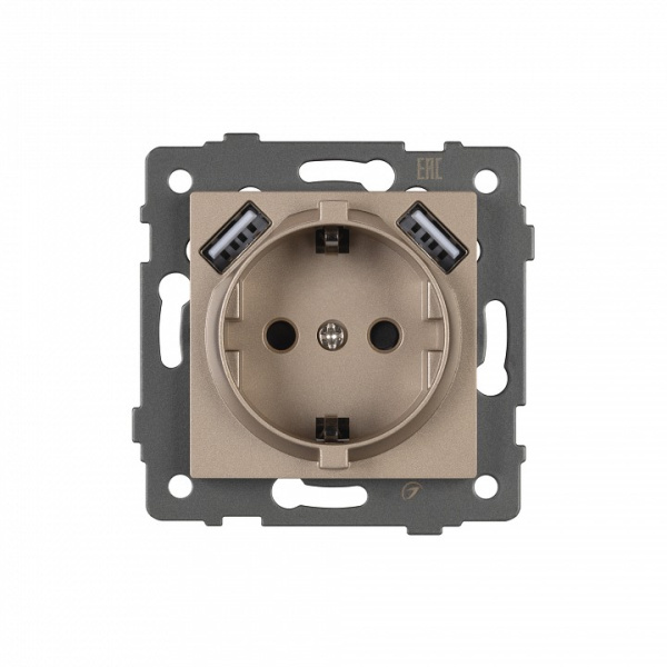 Розетка с заземлением и 2хUSB type A, без рамки Arlight SCT 049821