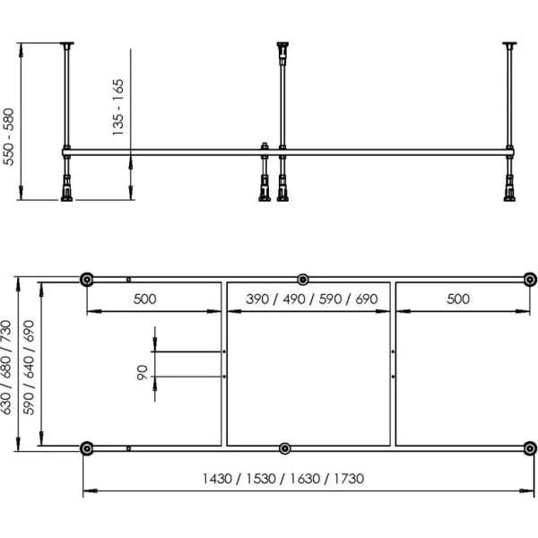 Каркас для ванны AM.PM Above W9XA-150-070W-R 150x70