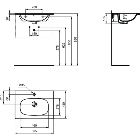 Раковина 62,5x45 см Ideal Standard Tesi T3510V3