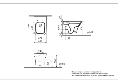 Подвесной унитаз Vitra Zentrum Square 7484B003-0075