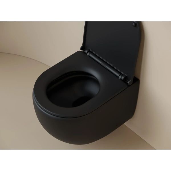 Унитаз подвесной Ceramica Nova Up CN4007MB безободковый, торнадо, с сиденьем микролифт, черный матовый