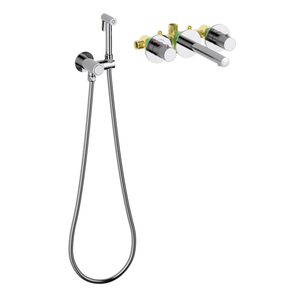 Смеситель для раковины встроенный с термостатом с гигиеническим душем Timo Saona 2383/00SM хром