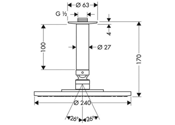Верхний душ Grohe Rainshower Cosmopolitan 27477000, 31х31 см, 1 режим струи, без держателя