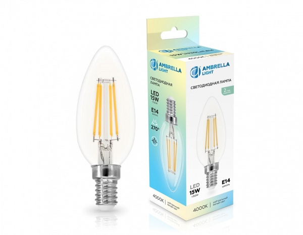 Лампа светодиодная Ambrella Light C35 E14 15Вт 4000K 351514