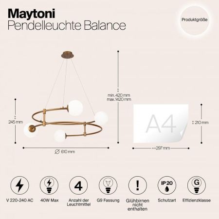 Подвесная люстра Maytoni Баланс MOD317PL-04G