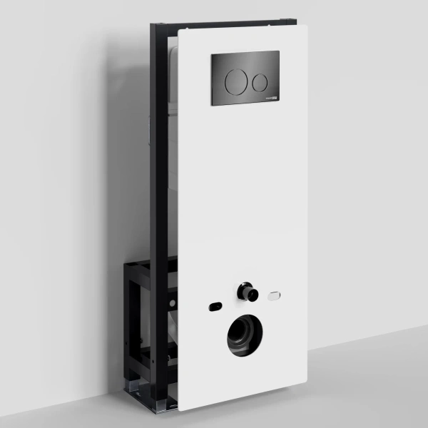 Инсталляция для унитаза WasserKRAFT Glan 66 66TLT.010.ME.WH.PB02 с кнопкой смыва, черный глянец