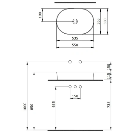 Раковина 55x38 см Berges Ego SL 181012