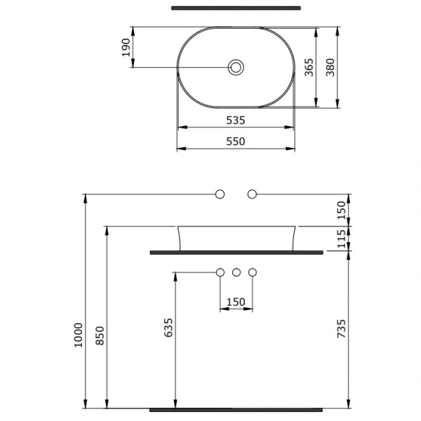 Раковина 55x38 см Berges Ego SL 181012