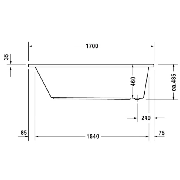 Акриловая ванна 170x75 см Duravit Daro 700027000000000