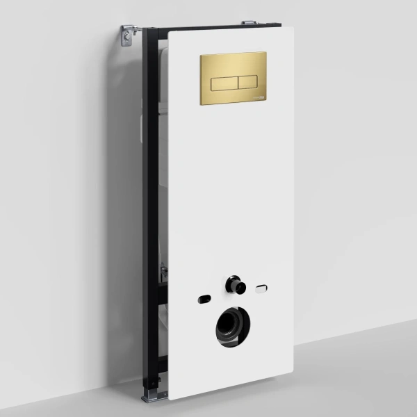 Инсталляция для унитаза WasserKRAFT Abens 20 20TLT.010.ME.WH.MG03 с кнопкой смыва, золотой матовый