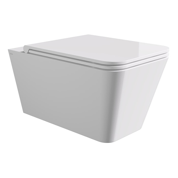 Подвесной унитаз с крышкой и сиденьем Alice Hide Square 31210101SET белый глянцевый