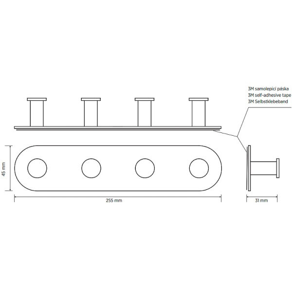 Планка с 4 крючками Bemeta Easy 163106391 нержавеющая сталь полированная