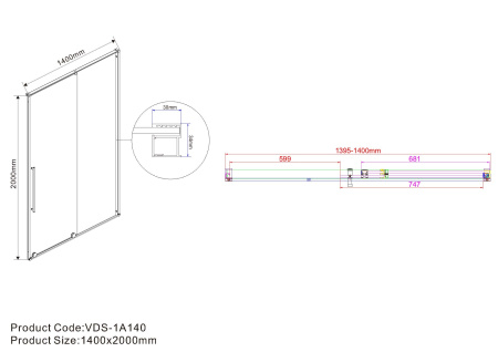 Душевая дверь Vincea Arno VPS-1A140CL