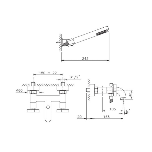Смеситель для ванны Nicolazzi Mac Kinley 05 2202CR29