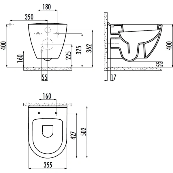 Унитаз подвесной Creavit Terra TP325-11SM00E-0000 черный матовый