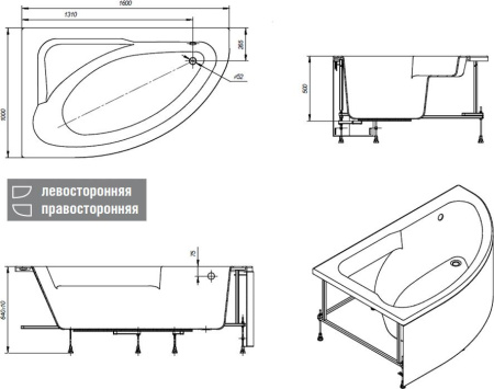 Акриловая ванна Roca Welna 160x100 ZRU9302998 правая