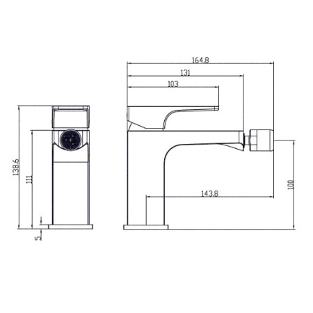 Смеситель для биде Villeroy&Boch Architectura Square TVB12500100076 золото сатинированное