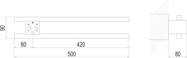 Полотенцесушитель электрический Terminus Полка П2 ПРОФ 500х90 NEW 4670078538758