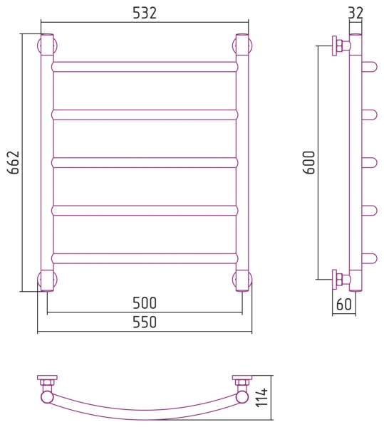 Полотенцесушитель водяной Сунержа Галант 60x50 00-0200-6050