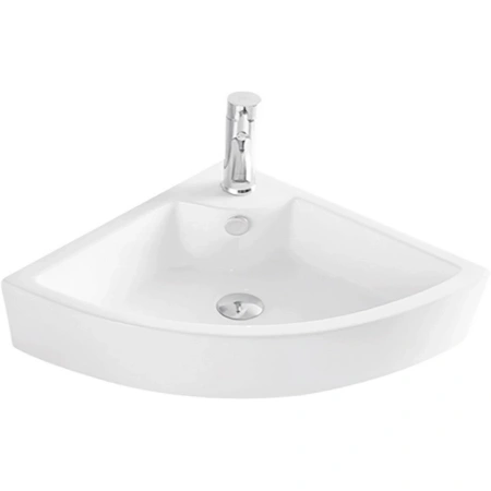 Раковина CeramaLux 9067B 43,5x33 см, подвесная, угловая, белый